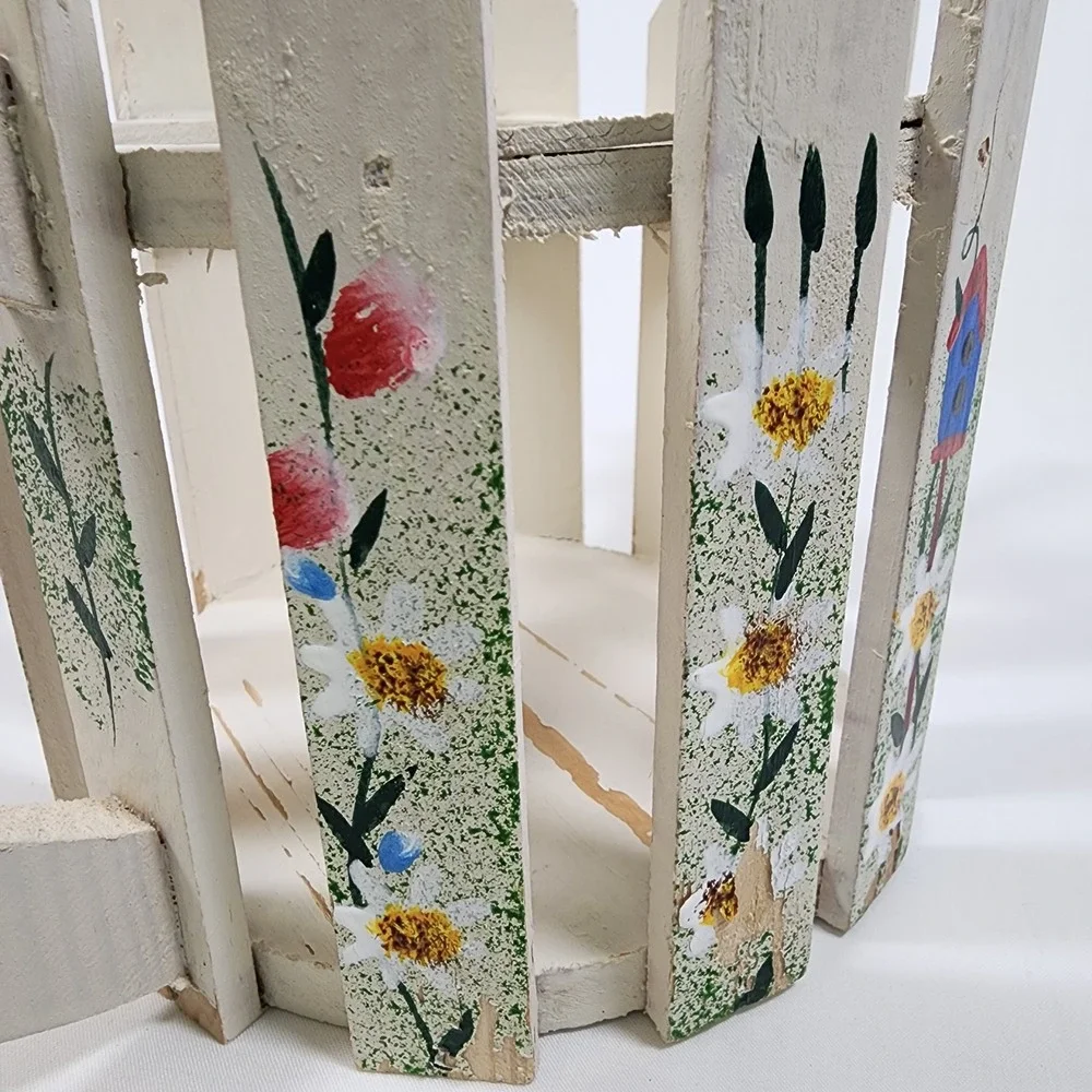 VINTAGE‎ Home Interiors & Gifts White Picket Fence Floral Basket Watering Can
